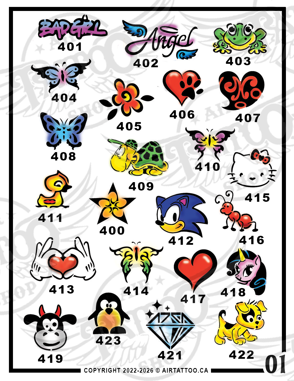PACK DE POCHOIRS DE DESSIN ANIMÉ - Vol.1