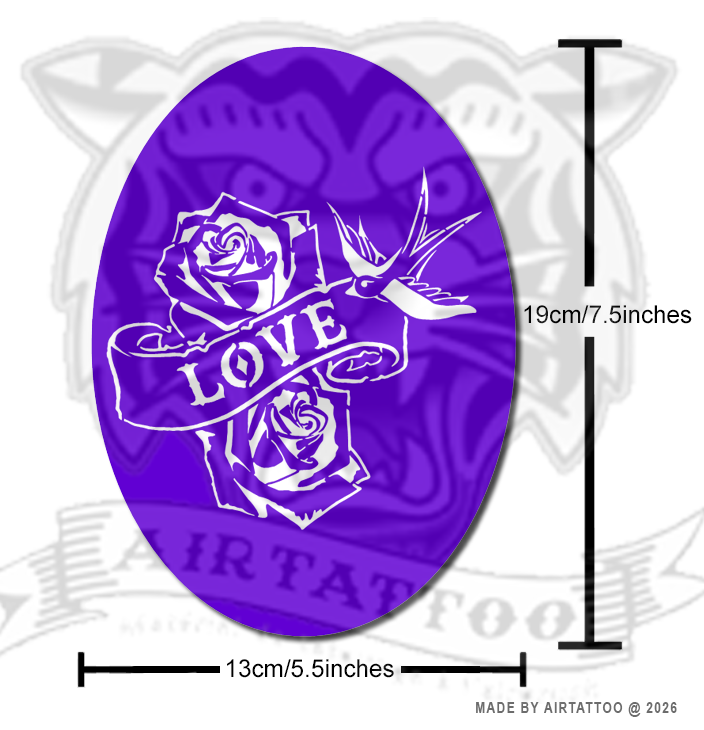 CS034 - Love Roses & Swallow Airtattoo Stencil