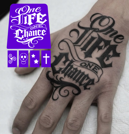HF001 - One Life One Chance Airtattoo Stencil