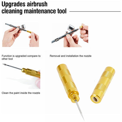 Kit de nettoyage airbrush Pro ABEST — Aiguilles, brosses & pot de nettoyage