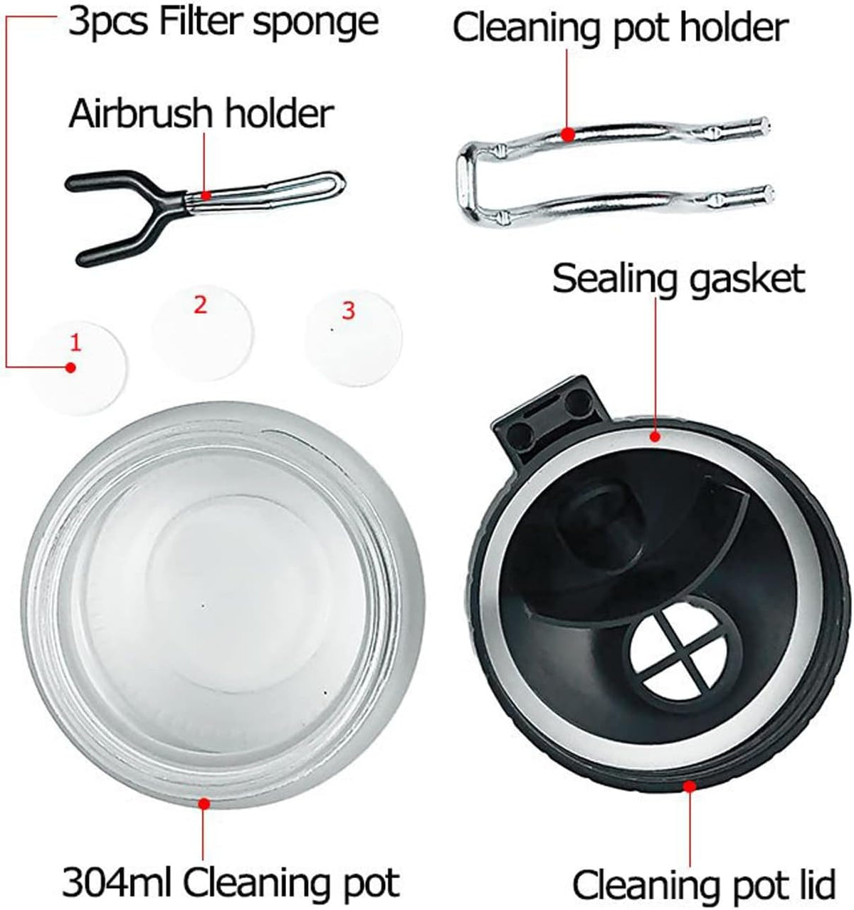 Kit de nettoyage airbrush Pro ABEST — Aiguilles, brosses & pot de nettoyage