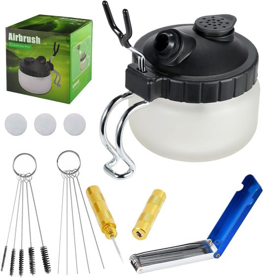 Kit de nettoyage airbrush Pro ABEST — Aiguilles, brosses & pot de nettoyage