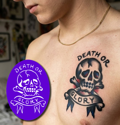CS001 - Death or Glory Skull Airtattoo Stencil