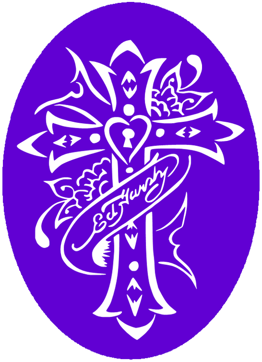 CS005 - Gothic Cross & Heart Lock Airtattoo Stencil