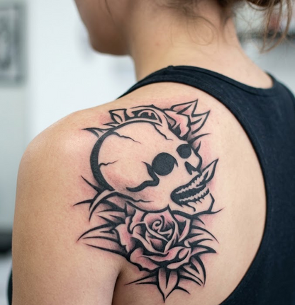 CS007 - Skull & Thorns Airtattoo Stencil