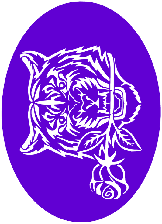 CS018 - Roaring Tiger & Rose Airtattoo Stencil
