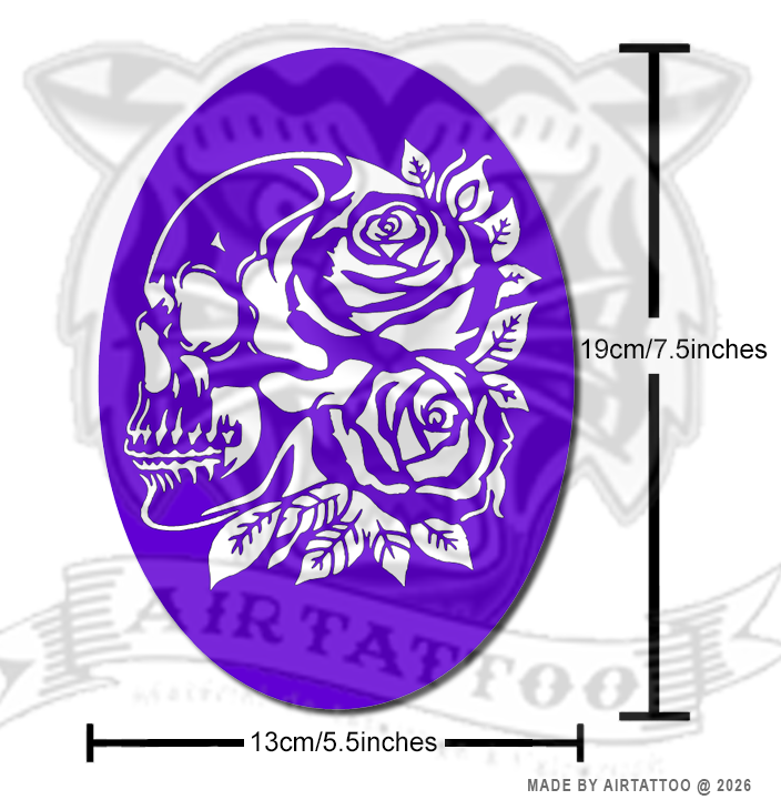 CS023 -  Skull & Roses Airtattoo Stencil