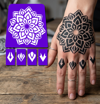 HF012 - Geometric Mandala Airtattoo Stencil